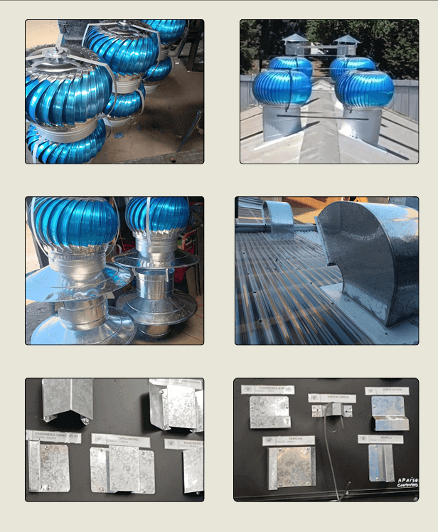 extractores eólicos y accesorios de hojalateria